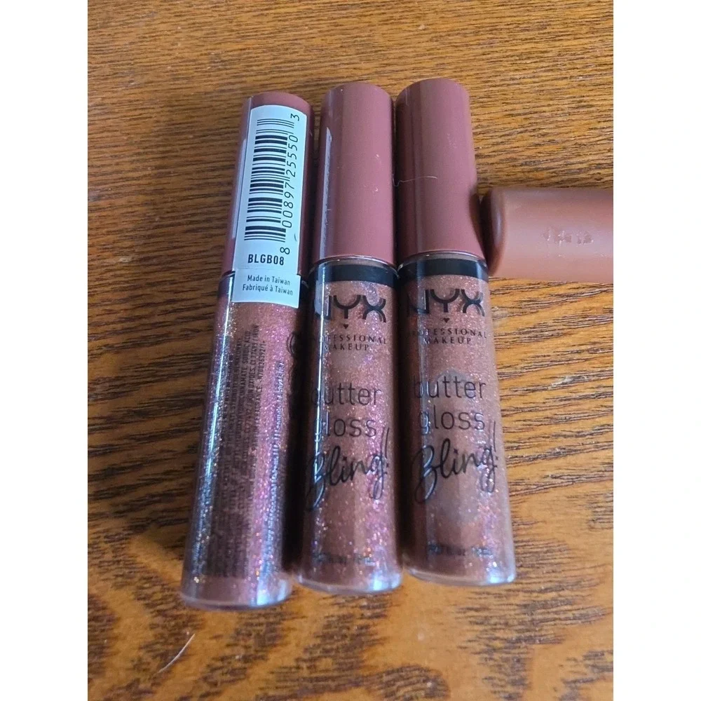 3 pk NYX Butter Gloss Bling! Lip Gloss 0.27 fl oz Ea‎ Sealed 08 - Hu$tla Hustla